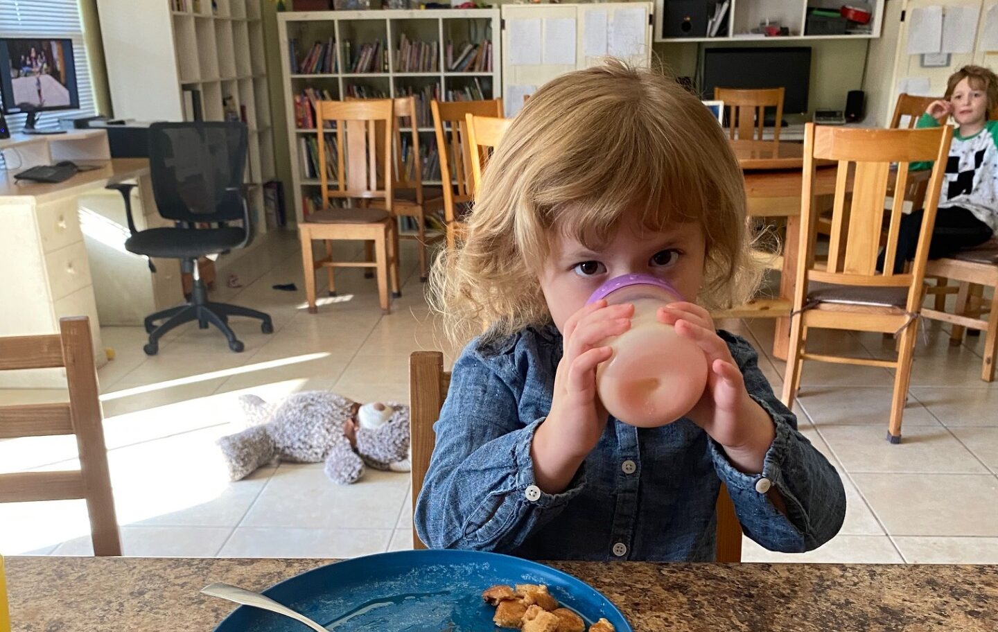 little girl drinking milk